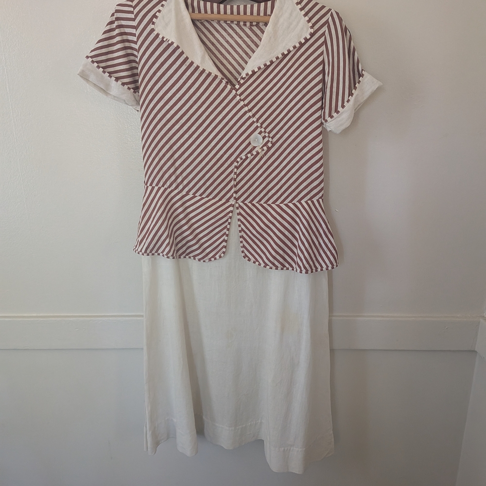 1930s Womens Linen Dress Rare Xs - image 1